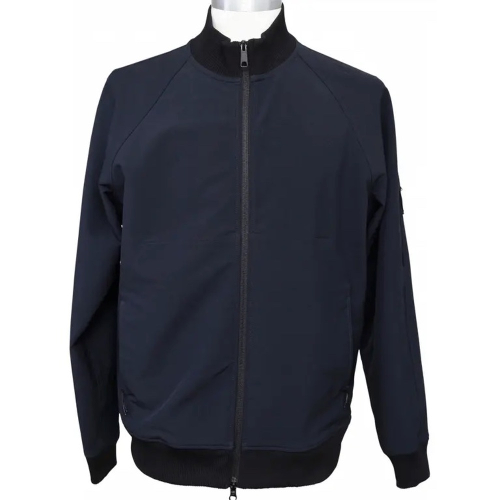 THEORY Men's Classic Jacket Coat Navy Blue Zipper Polyester Pockets Sz L